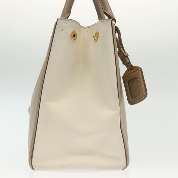 PRADA Hand Bag Safiano Leather 2way Beige Gold Auth - Picture 12 of 15
